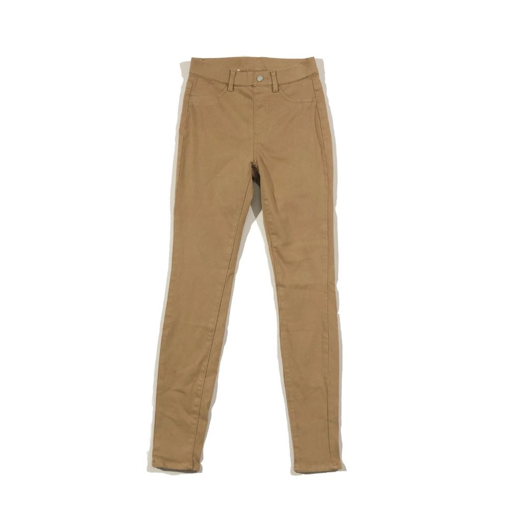 Uniqlo Womens Size XS 24-25 Khaki Brown Elastic Waist Skinny Jeggings